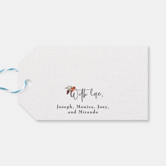 メリークリスマスレッドホリーモダンスクリプト ギフトタグ (裏面横)