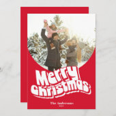 メリークリスマスレッドホワイトおもしろいレトロ写真 シーズンカード (正面/裏面)