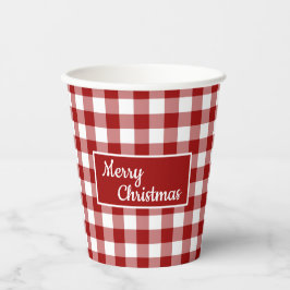 メリークリスマスレッドホワイトバッファローチェックパーティー 紙コップ