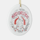 メリークリスマスレッドホワイトパーソナライズされた格言 セラミックオーナメント (右)