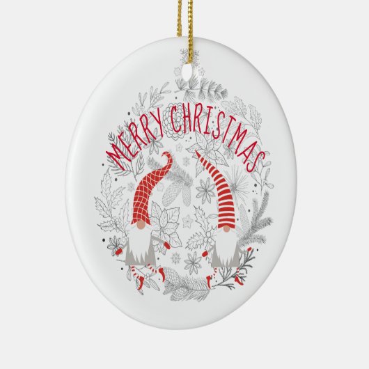 メリークリスマスレッドホワイトパーソナライズされた格言 セラミックオーナメント (右)