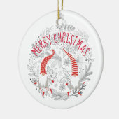 メリークリスマスレッドホワイトパーソナライズされた格言 セラミックオーナメント (左)