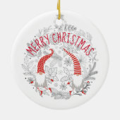 メリークリスマスレッドホワイトパーソナライズされた格言 セラミックオーナメント (裏面)