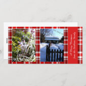 メリークリスマスレッドホワイトプレイドタータンチェック シーズンカード (正面/裏面)