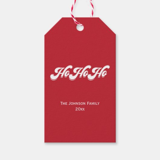 メリークリスマスレッドホーホギフトラベル ギフトタグ (正面)