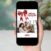 メリークリスマスレッドボウのレトロフォトカード シーズンカード