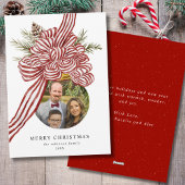 メリークリスマスレッドボウオーナメント家族写真 シーズンカード