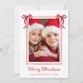 メリークリスマスレッドボウズ水彩写真 シーズンカード (正面)