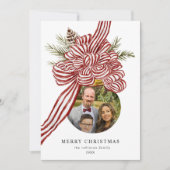 メリークリスマスレッドボウファミリーフォトグリーン シーズンカード (正面)