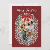 メリークリスマスレッドボウフォトホリデーカード シーズンカード (正面)