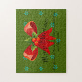 メリークリスマスレッドボウホリーとスノーフレーク ジグソーパズル (縦)