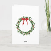 メリークリスマスレッドボウリース パーソナライズされた シーズンカード (裏面)