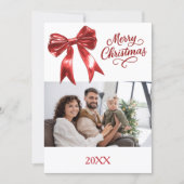 メリークリスマスレッドボウ写真年レビュー シーズンカード (正面)