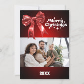 メリークリスマスレッドボウ写真年レビュー シーズンカード (正面)