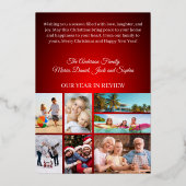 メリークリスマスレッドボウ写真金ゴールド年レビュー 箔シーズンカード (裏面)