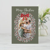 メリークリスマスレッドボウ家族写真 シーズンカード (スタンド正面)