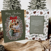 メリークリスマスレッドボウ家族写真 シーズンカード