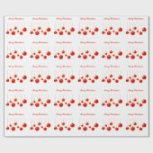 メリークリスマスレッドボールの文字 ラッピングペーパー (フラット)