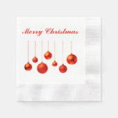 メリークリスマスレッドボールの文字 縁ありカクテルナプキン (正面)