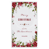 メリークリスマスレッドポインセチアのフレーム スモールペーパーバッグ (裏面)