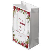 メリークリスマスレッドポインセチアのフレーム スモールペーパーバッグ (裏面アングル)