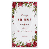 メリークリスマスレッドポインセチアのフレーム スモールペーパーバッグ (正面)