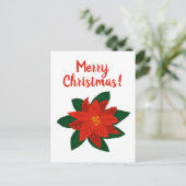 メリークリスマスレッドポインセチアスケッチポストカード シーズンポストカード (スタンド正面)