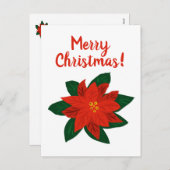 メリークリスマスレッドポインセチアスケッチポストカード シーズンポストカード (正面/裏面)