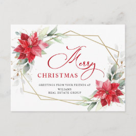 メリークリスマスレッドポインセチア企業のグリーティング ポストカード
