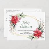 メリークリスマスレッドポインセチア企業のグリーティング ポストカード (正面/裏面)