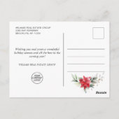 メリークリスマスレッドポインセチア企業のグリーティング ポストカード (裏面)