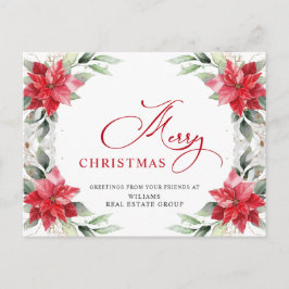 メリークリスマスレッドポインセチア企業のグリーティング ポストカード