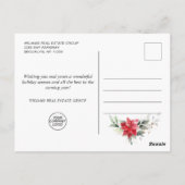 メリークリスマスレッドポインセチア企業のグリーティング ポストカード (裏面)