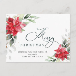 メリークリスマスレッドポインセチア企業のグリーティング ポストカード