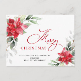 メリークリスマスレッドポインセチア企業のグリーティング ポストカード