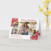 メリークリスマスレッドポインセチア水の色の休日 カード (黄色い花)