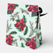 メリークリスマスレッドポインセチア緑のギフトボックス フェイバーボックス (裏面サイド)