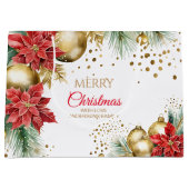 メリークリスマスレッドポインセチア金ゴールドのボーブル ラージペーパーバッグ (正面)