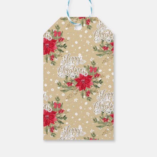 メリークリスマスレッドポインセチア ギフトタグ (裏面)