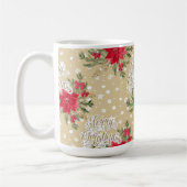 メリークリスマスレッドポインセチア コーヒーマグカップ (左)