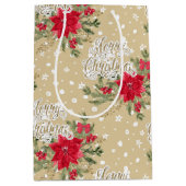 メリークリスマスレッドポインセチア ミディアムペーパーバッグ (正面)