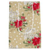 メリークリスマスレッドポインセチア ミディアムペーパーバッグ (裏面)