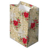 メリークリスマスレッドポインセチア ミディアムペーパーバッグ (裏面アングル)