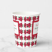 メリークリスマスレッドポインセティアスがパーソナライズ 紙コップ (右)