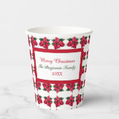メリークリスマスレッドポインセティアスがパーソナライズ 紙コップ (正面)