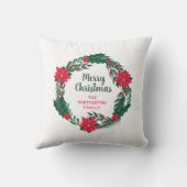 メリークリスマスレッドポインセティアスリース クッション (裏面)
