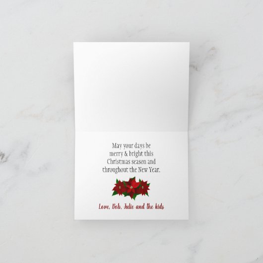 メリークリスマスレッドポインセティアス シーズンカード (内部)