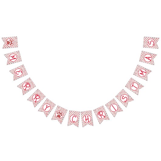 メリークリスマスレッドポーシルエット(2枚の画像あり) バンティングフラッグ (全)