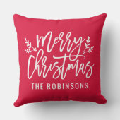 メリークリスマスレッドモダンカスタムファミリー クッション (裏面)