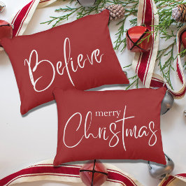 メリークリスマスレッドモダンホリデー アクセントクッション